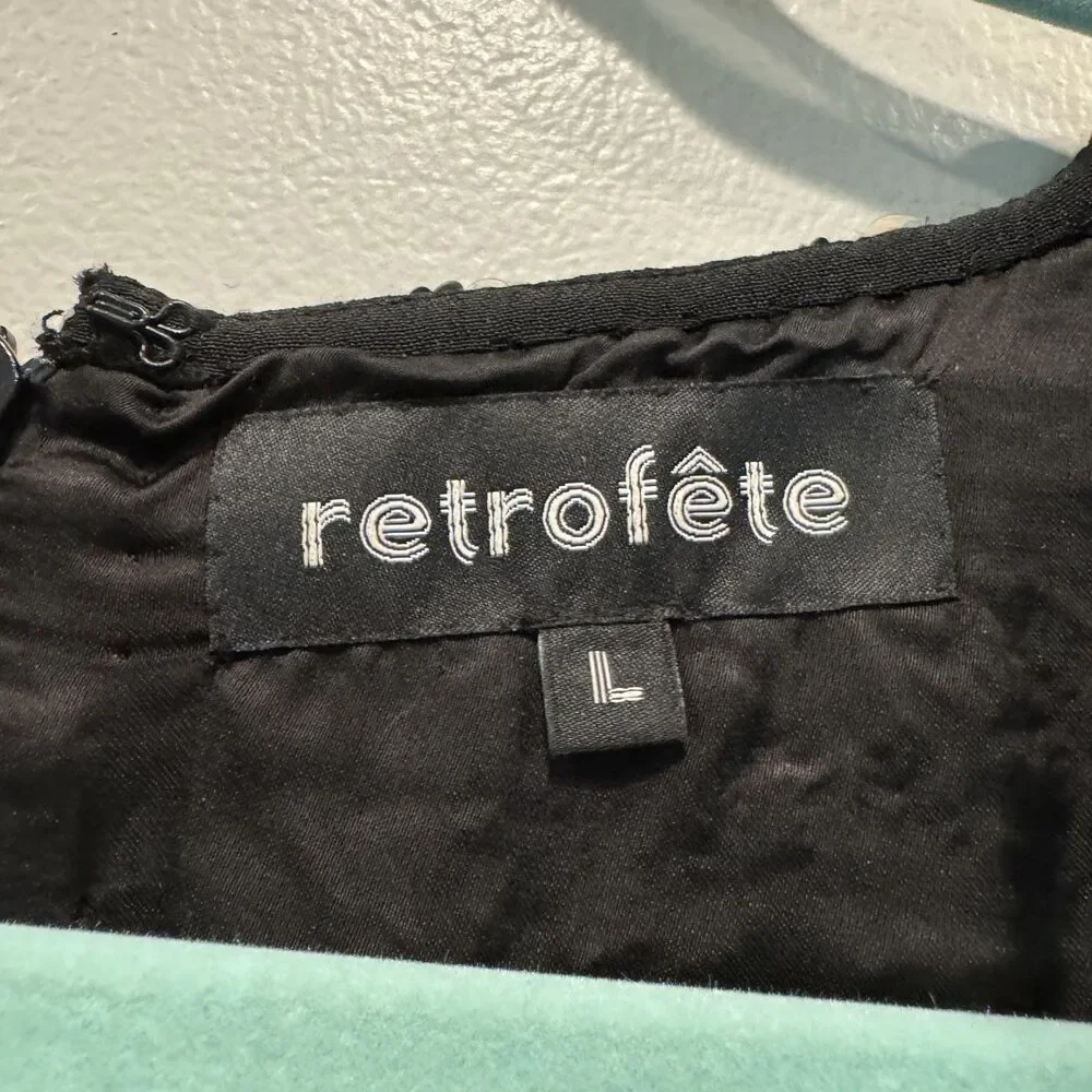 NWOT Retrofete Dress Full Sequin Summer Party Black Long Sleeve Women sz Large - Picture 6 of 12